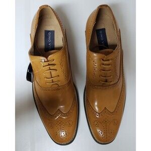 Geno Vitale Men’s Wingtip Oxford Shoes Genuine Leather Tan Size 11 NWOB Formal